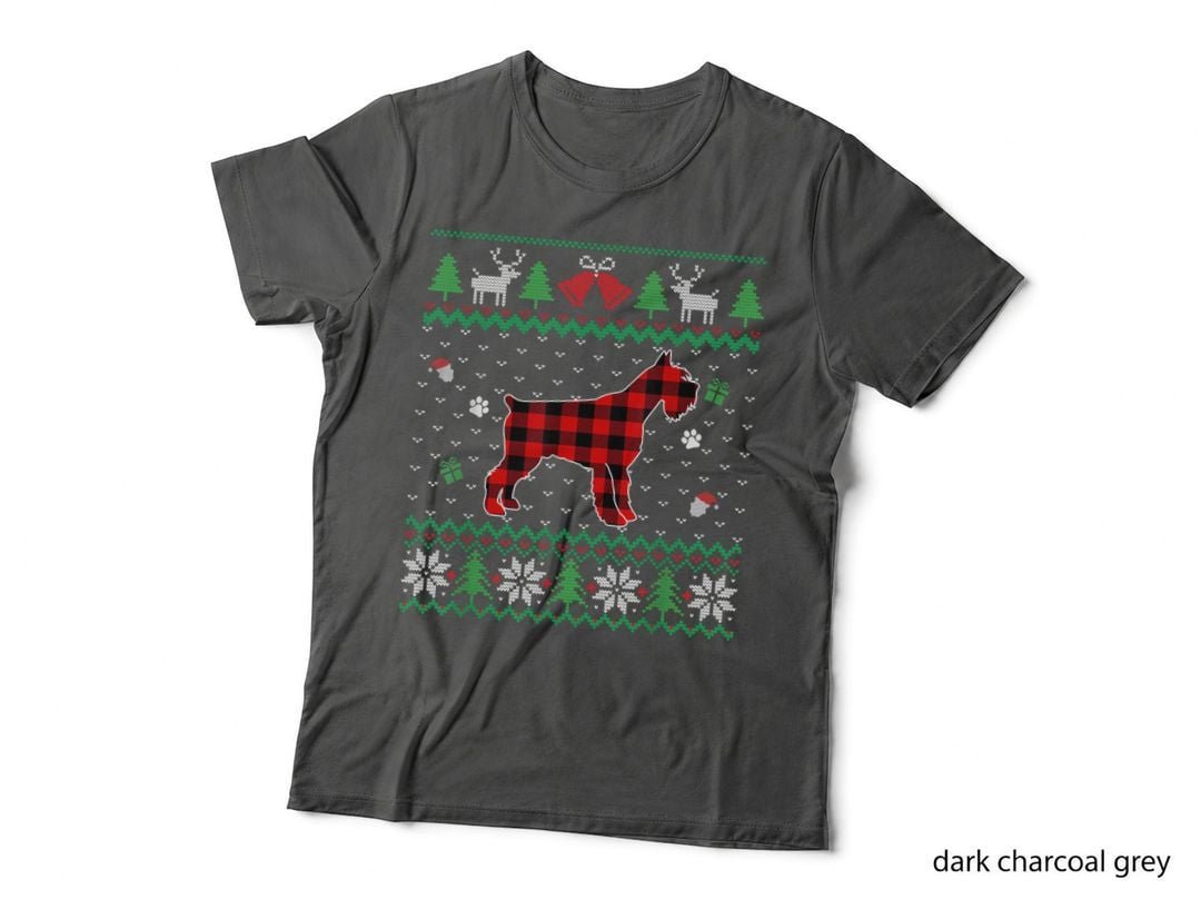 Red Plaid Schnauzer Funny Ugly Christmas Sweater Dog Lover T-Shirt