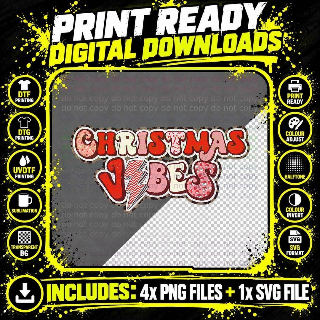 Retro Christmas Santa Jingle Christmas Vibes Tis the Png SVG Digital Bundle