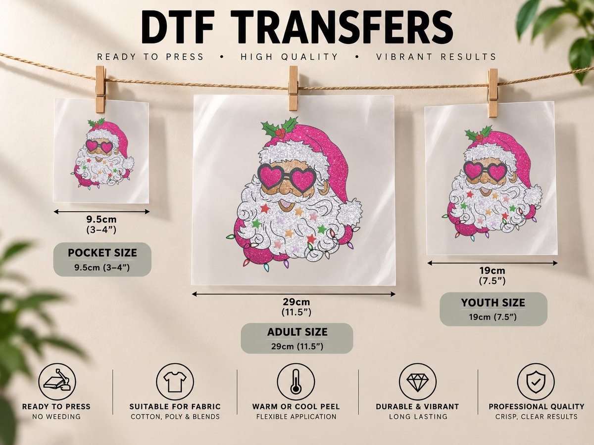 Retro Vintage Christmas Santa Claus Face Funny Old DTF Transfer Iron On