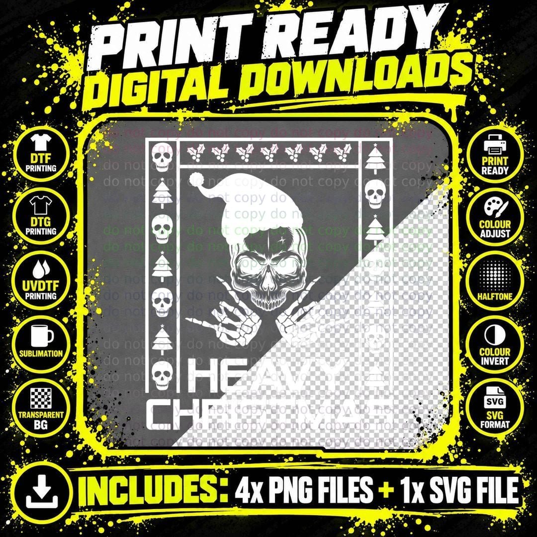 Rock Metal Christmas Ugly Christmas Rocker Rock Music Png SVG Digital Bundle