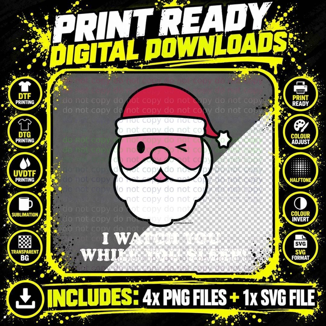 SANTA WATCH YOU SLEEP T-Shirt Png SVG Digital Bundle