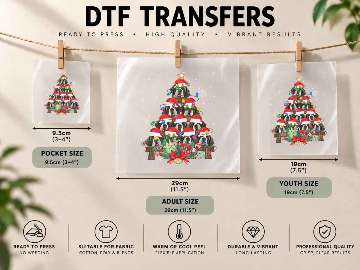 Saint Bernard Dogs Tree Christmas Pajama Xmas Dog Lover DTF Transfer Iron On