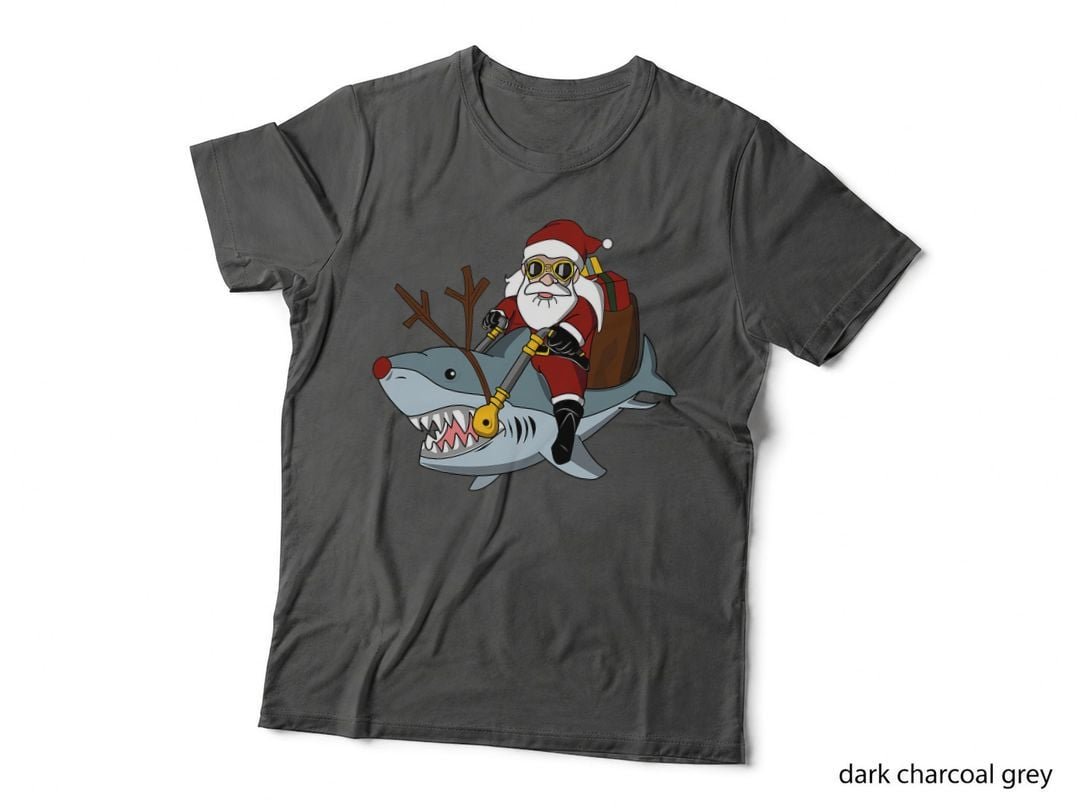 Santa Big Shark Ugly Christmas Funny Pajama Gift Cute T-Shirt