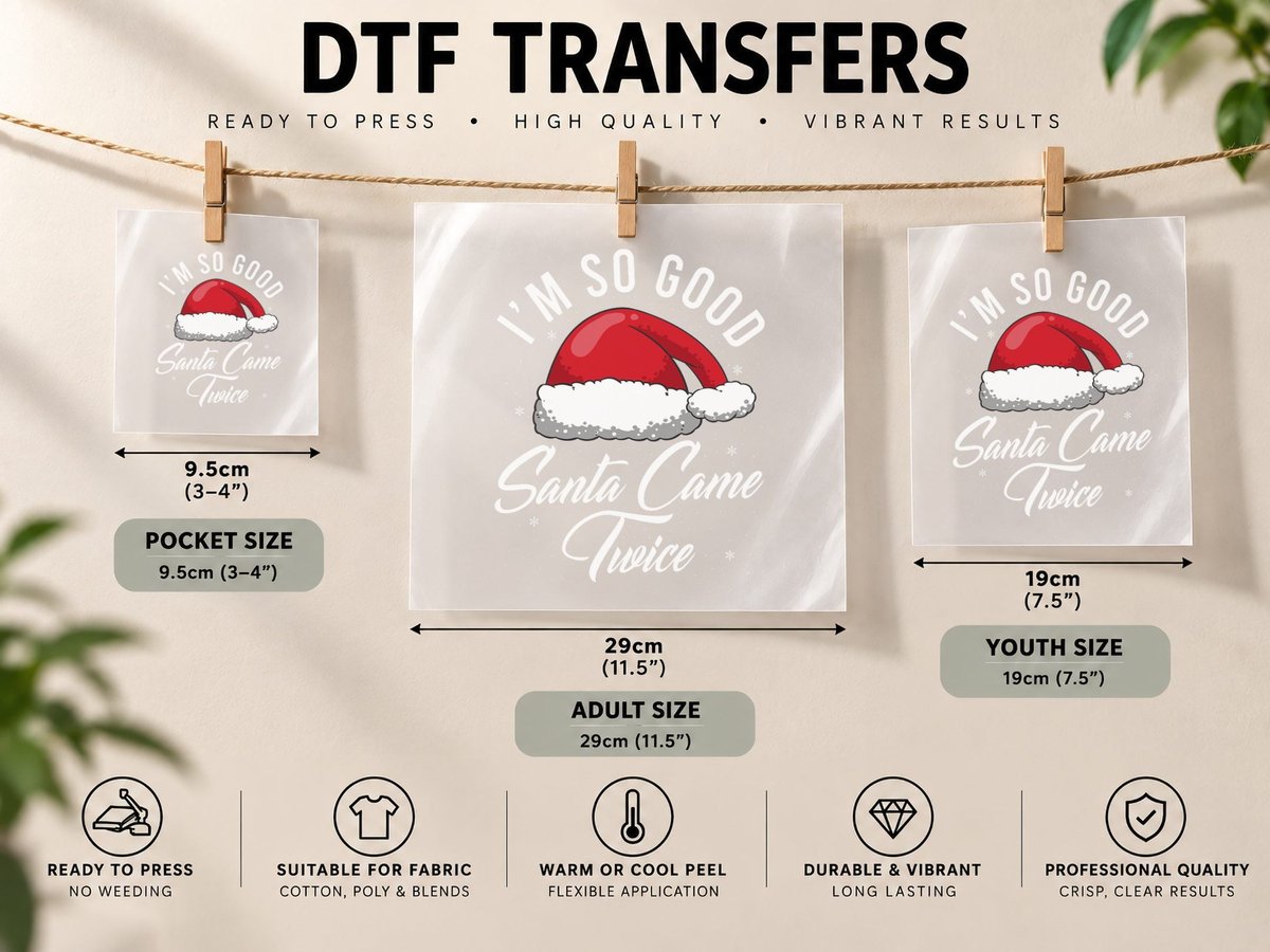 Santa Came Twice - Funny Christmas Joke DTF Transfer Iron On