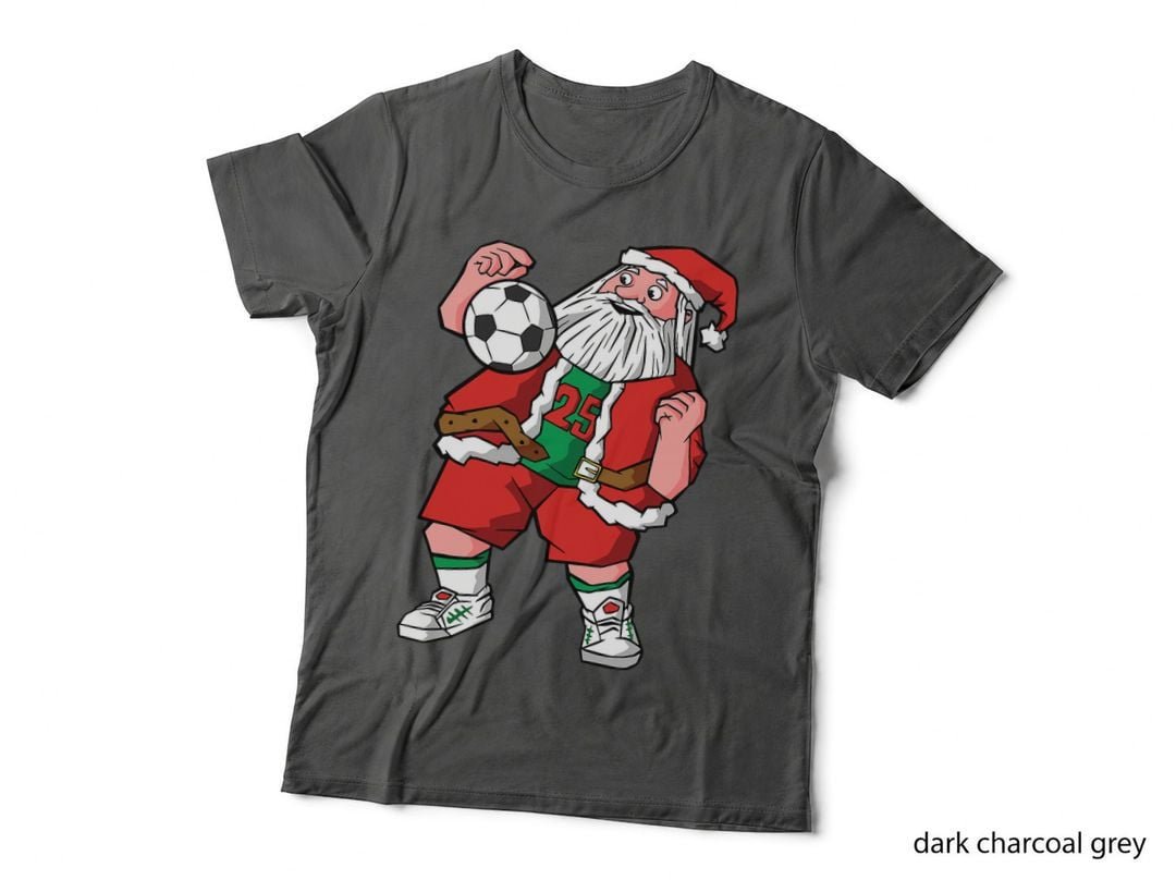 Santa Playing Soccer Christmas Pajama Cool Sport X-Mas T-Shirt