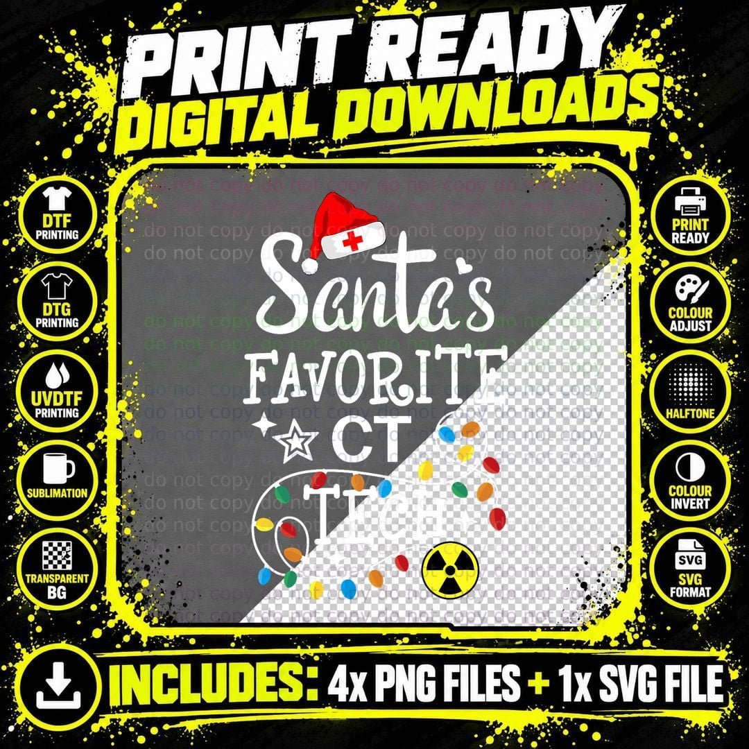 Santa's Favorite CT Tech - Computed Tomography Png SVG Digital Bundle