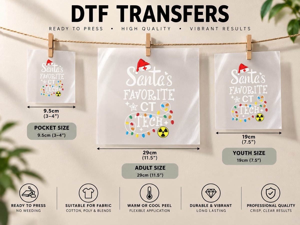 Santa's Favorite CT Tech - Computed Tomography Technologist DTF Transfer Iron On