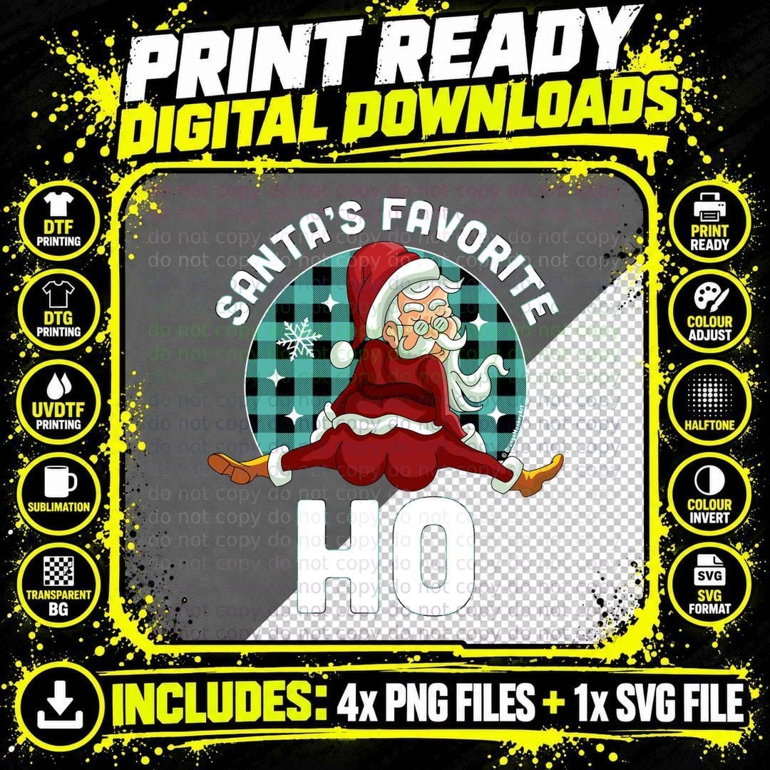 Santa's Favorite Ho - Xmas Naughty Santa Christmas Png SVG Digital Bundle