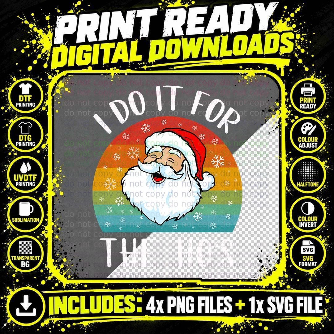 Santa's I Do It for the Ho's T-Shirt Vintage Christmas Png SVG Digital Bundle