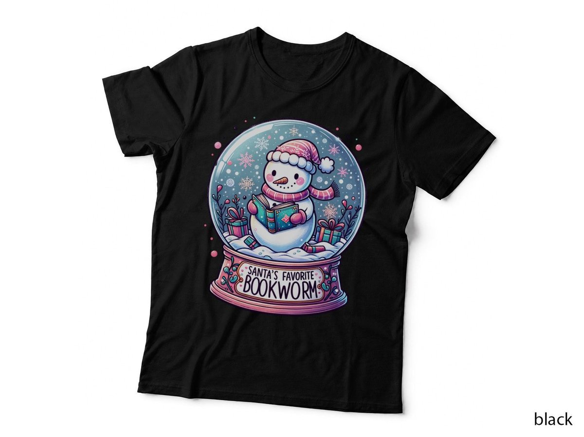 Santas Favorite Bookworm Cute Snowman Pm, Vintage Retro, Gift T-Shirt