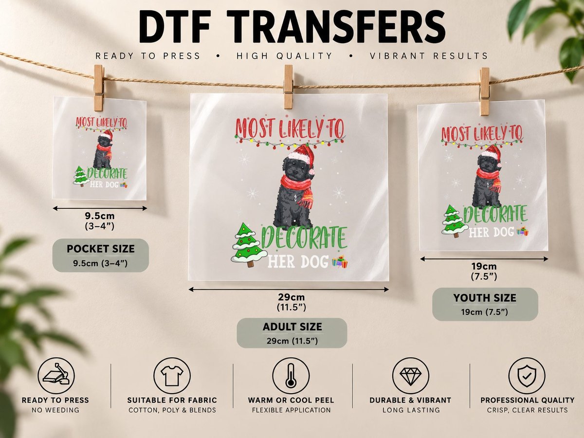 Schnoodle Dog Dad Christmas Most Likely to Decorate DTF Transfer Iron On