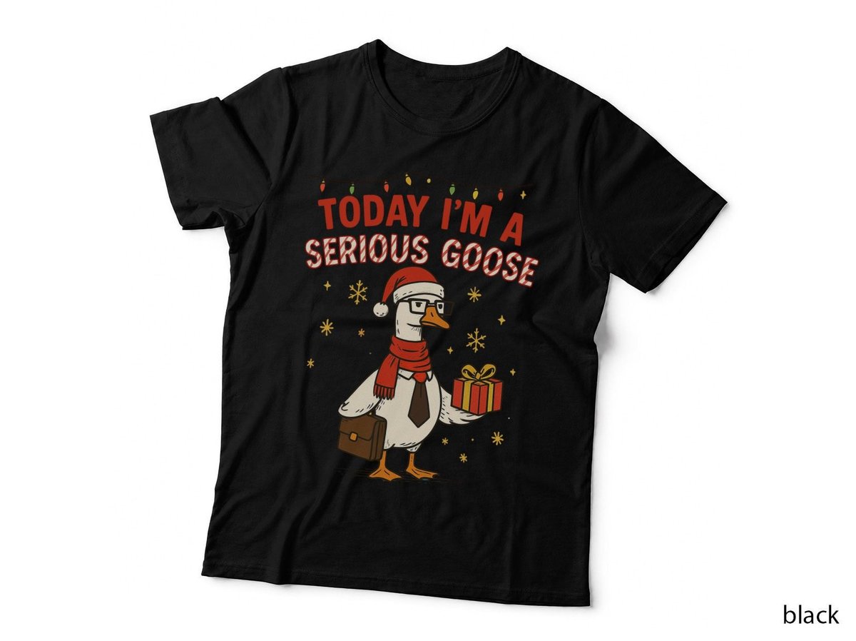 Serious Goose Funny Christmas Business Holiday Humor Gift Suit Santa T-Shirt