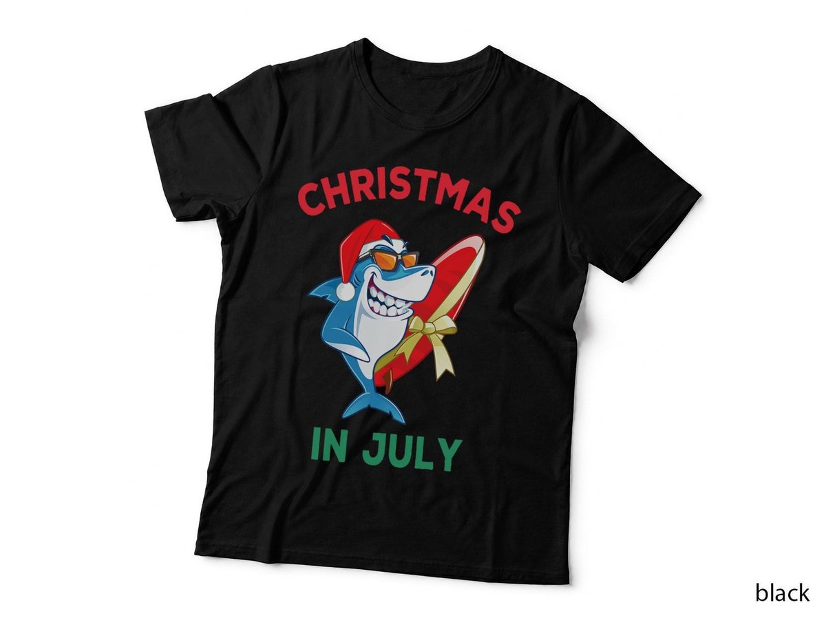 Shark Christmas in July Summer Vacation Beach Men Women Kids T-Shirt