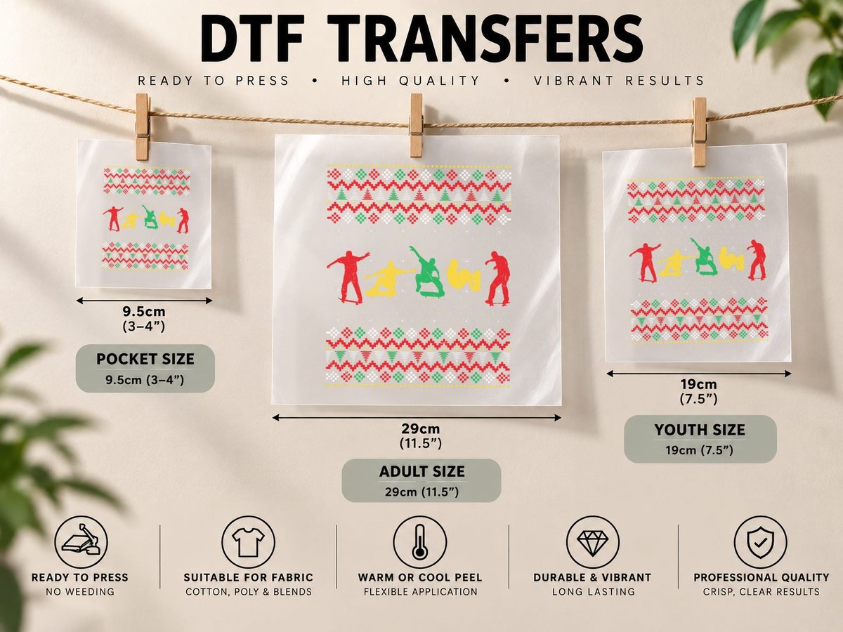Skateboarding Ugly Christmas Sport Lover Matching DTF Transfer Iron On