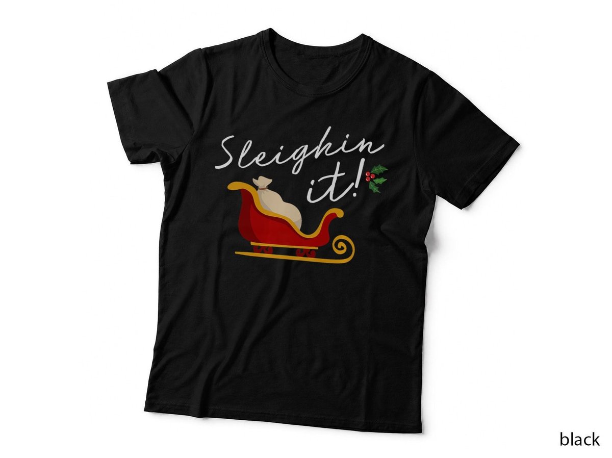 Sleighin It Funny Christmas Pun Sleighing Santa Sleigh Xmas T-Shirt