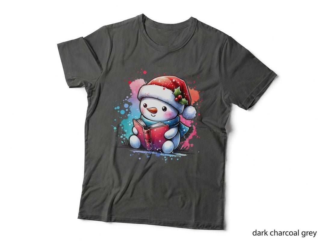 Snowman Reading a Book Clipart, Vintage Retro, Funny, Gift T-Shirt