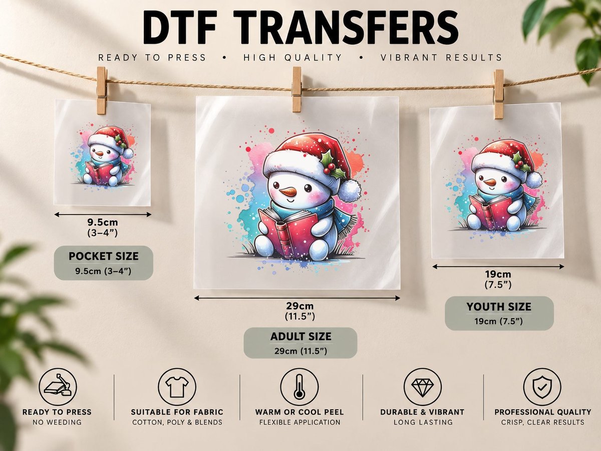 Snowman Reading a Book Clipart, Vintage Retro, Funny, Gift DTF Transfer Iron On