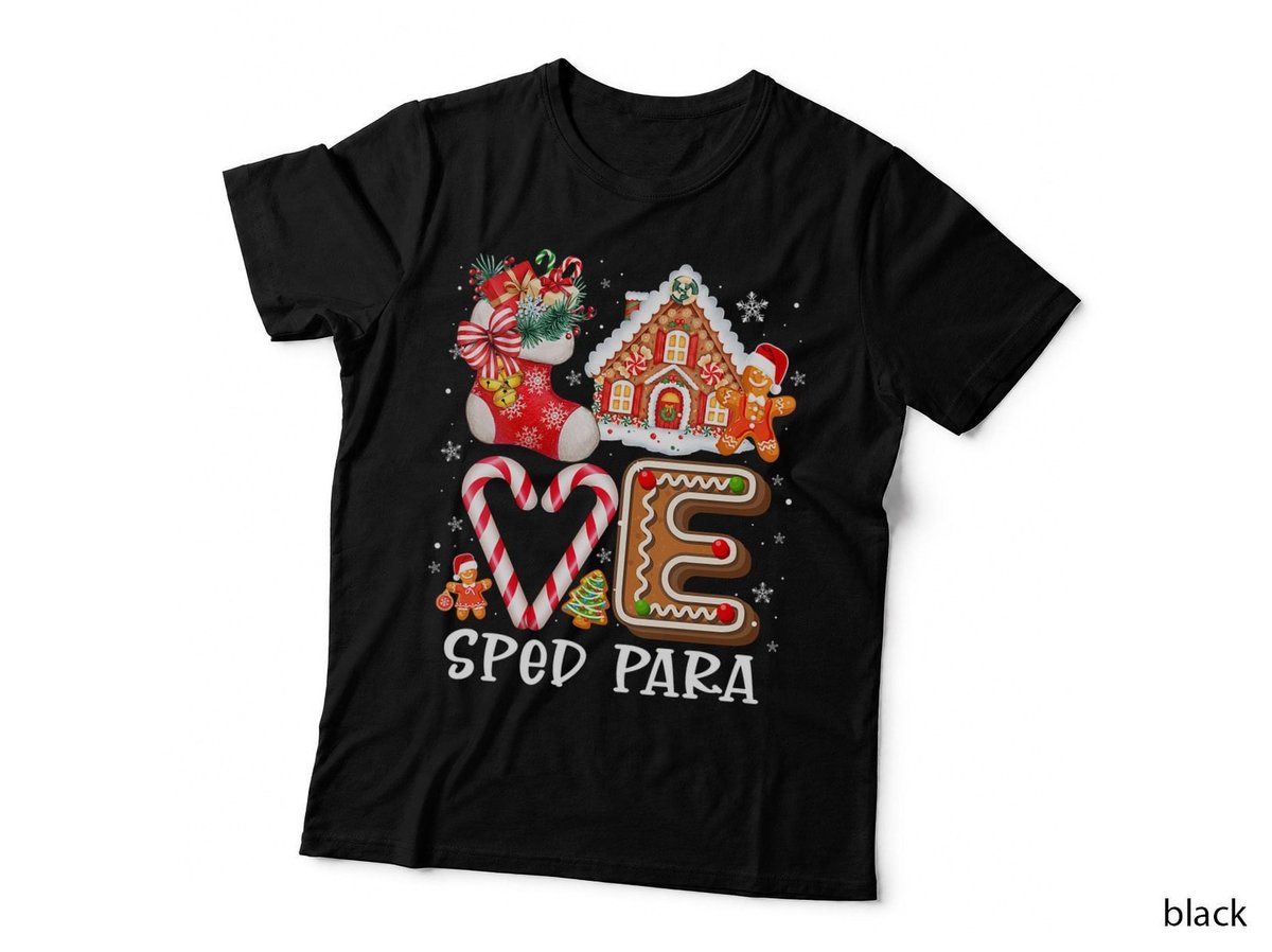 Sped Para Xmas Love Christmas Teachers Cute Gingerbread T-Shirt