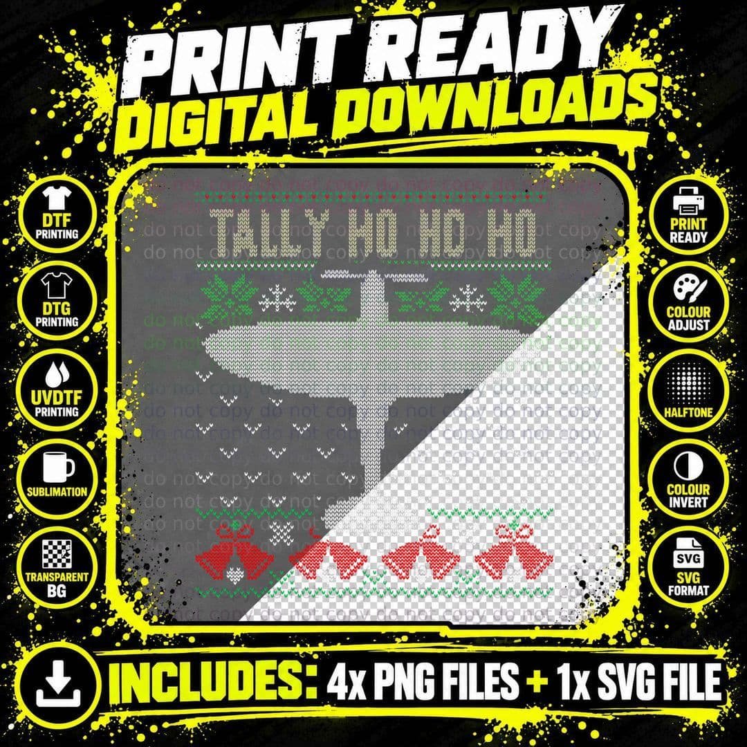 Spitfire Christmas Ugly Jumper Style Airplane Aircraft Png SVG Digital Bundle