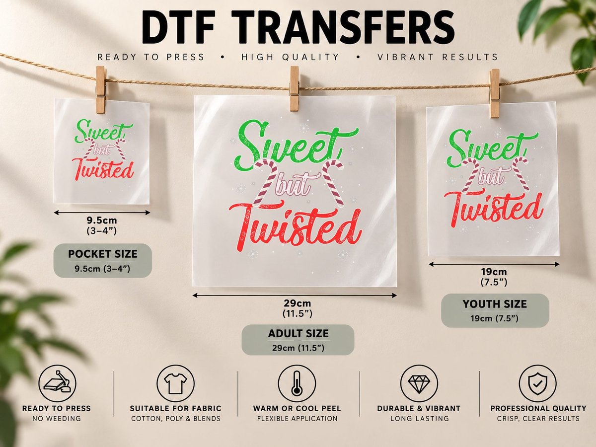 Sweet but Twisted Funny Candy Cane Christmas Mens DTF Transfer Iron On