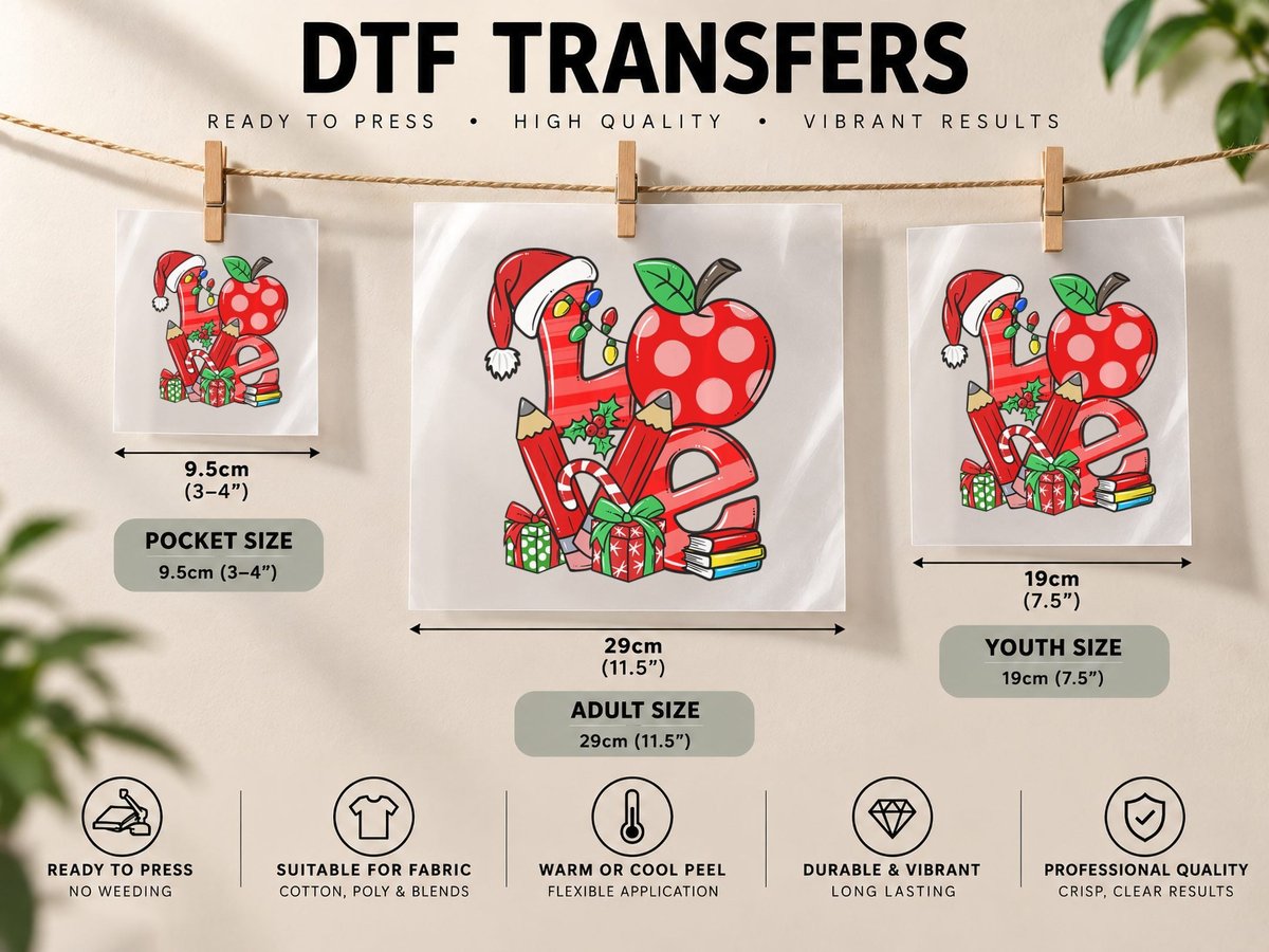 Teacher Christmas Teacher Love Christmas Xmas Pajama DTF Transfer Iron On