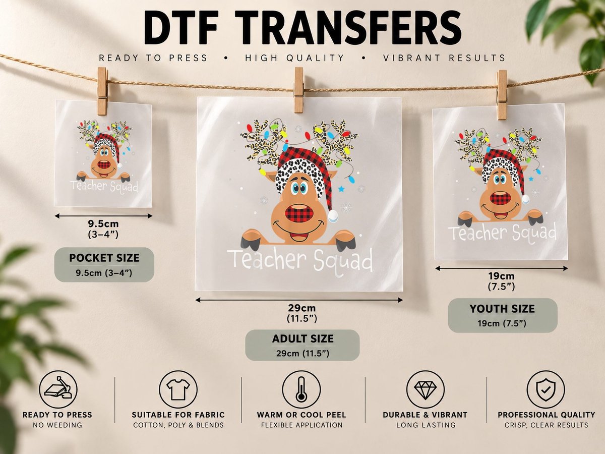 Teacher Squad Reindeer Teacher Christmas Xmas DTF Transfer Iron On