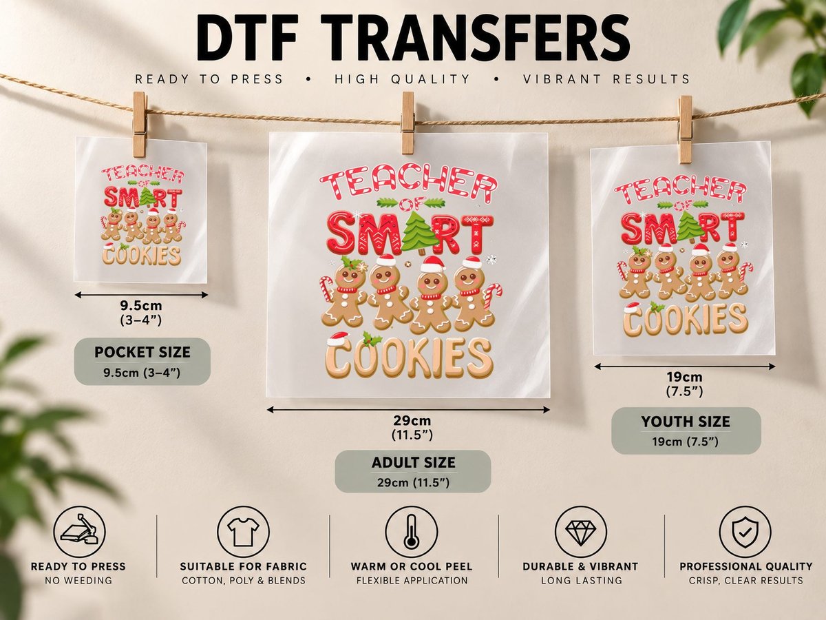 Teacher of Cookies Smart Gingerbread Christmas Teaching DTF Transfer Iron On