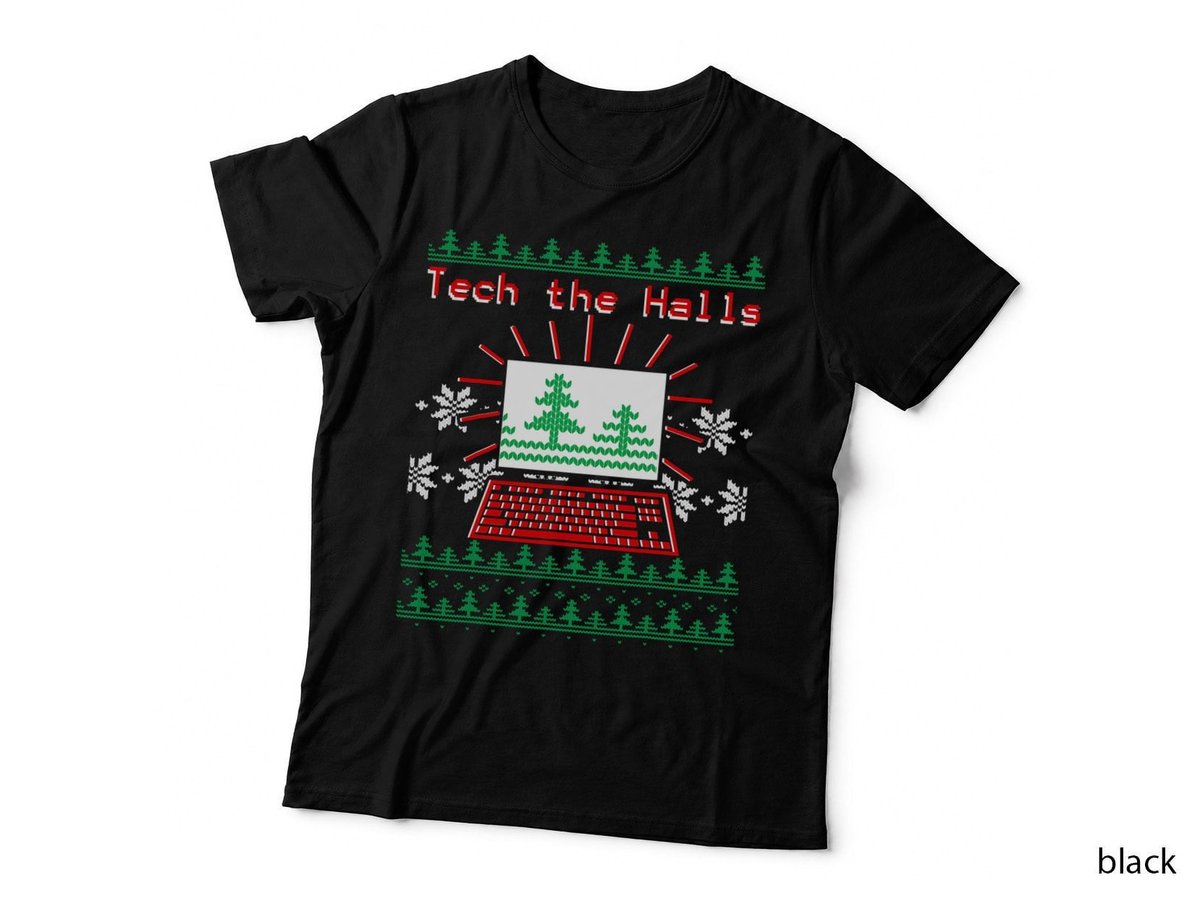 Tech the Halls Computer Geek Ugly Christmas T-Shirt