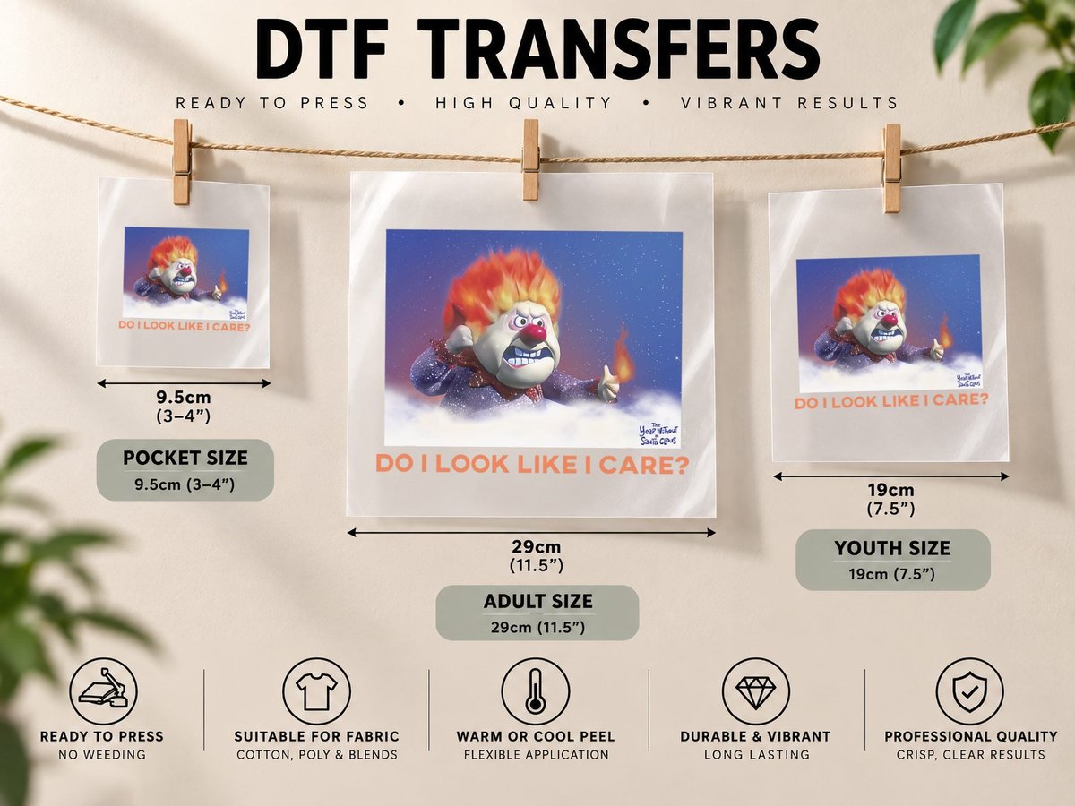 The Year Without a Santa Claus Heat Miser Quote Box up DTF Transfer Iron On