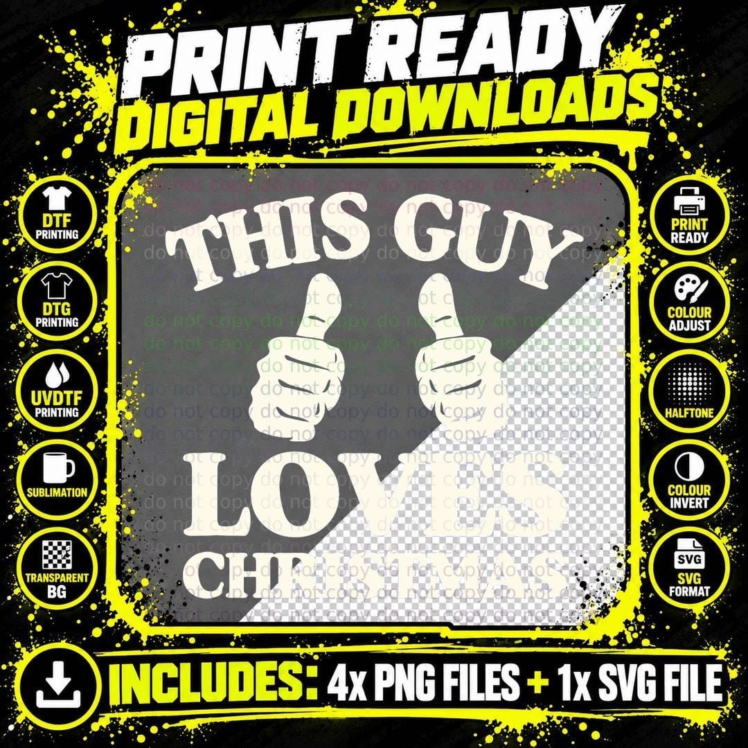 This Guy Loves Christmas Two Thumbs Christmas Love Party Png SVG Digital Bundle