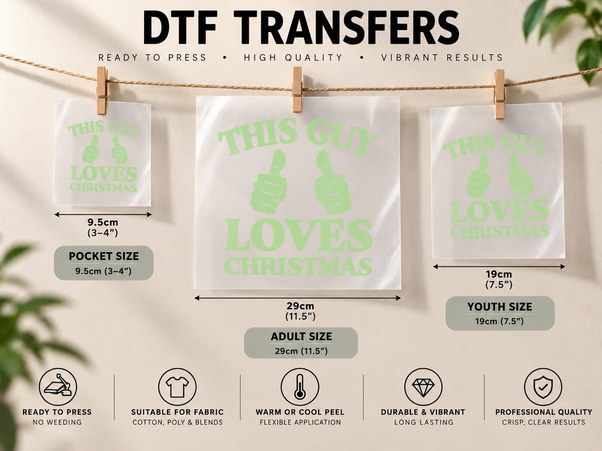 This Guy Loves Christmas Two Thumbs Christmas Love Party DTF Transfer Iron On