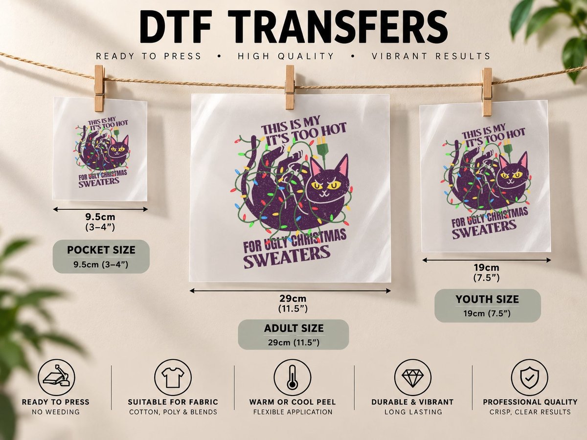 This Is My It's Too Hot for Ugly Christmas Lights DTF Transfer Iron On