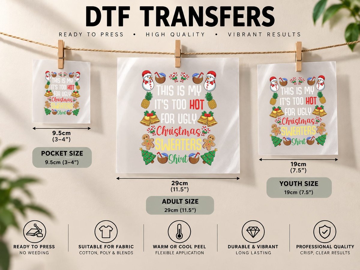 This Is My It's Too Hot for Ugly Christmas DTF Transfer Iron On