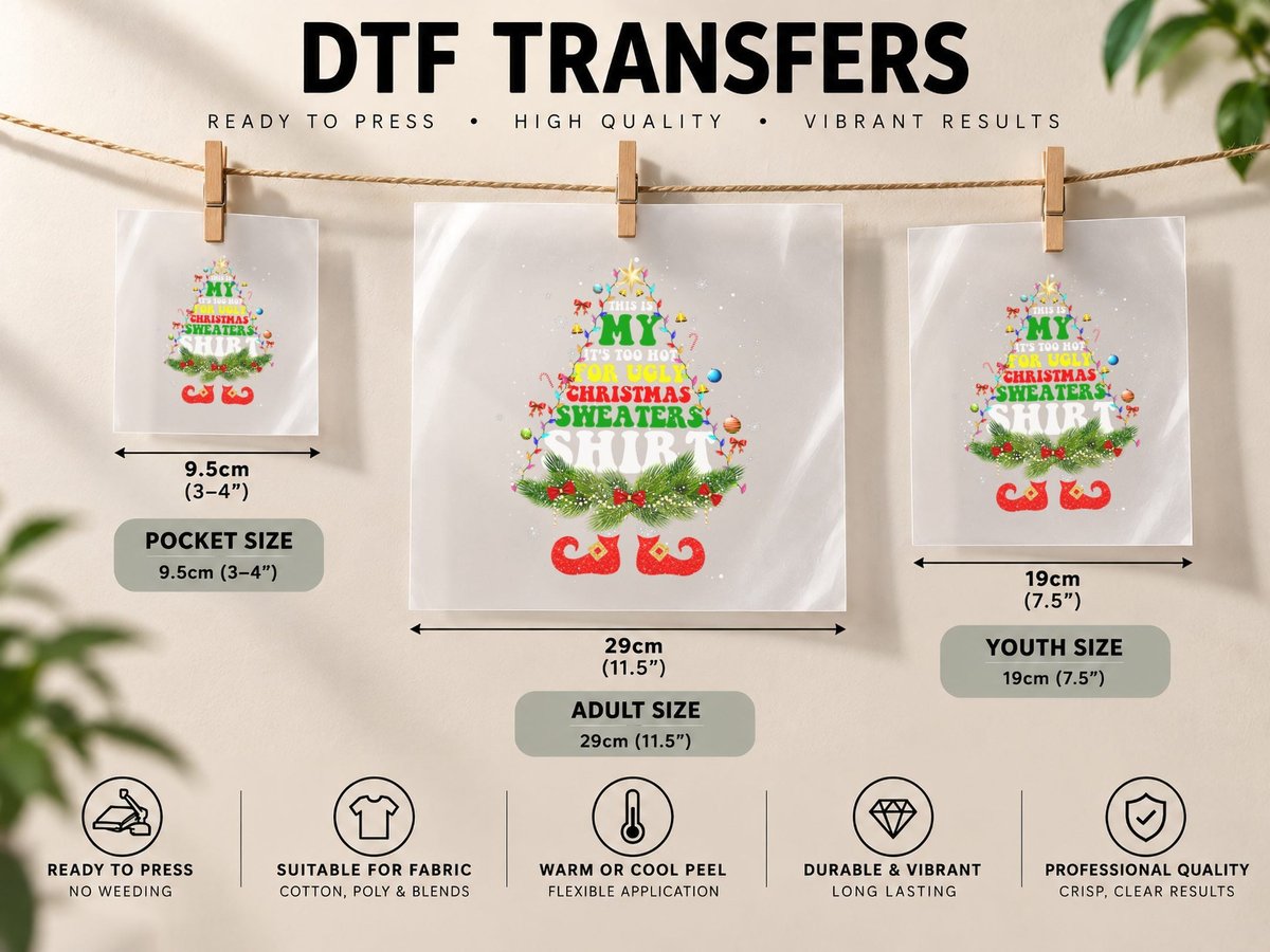 This Is My Its Too Hot Ugly Christmas Matching DTF Transfer Iron On