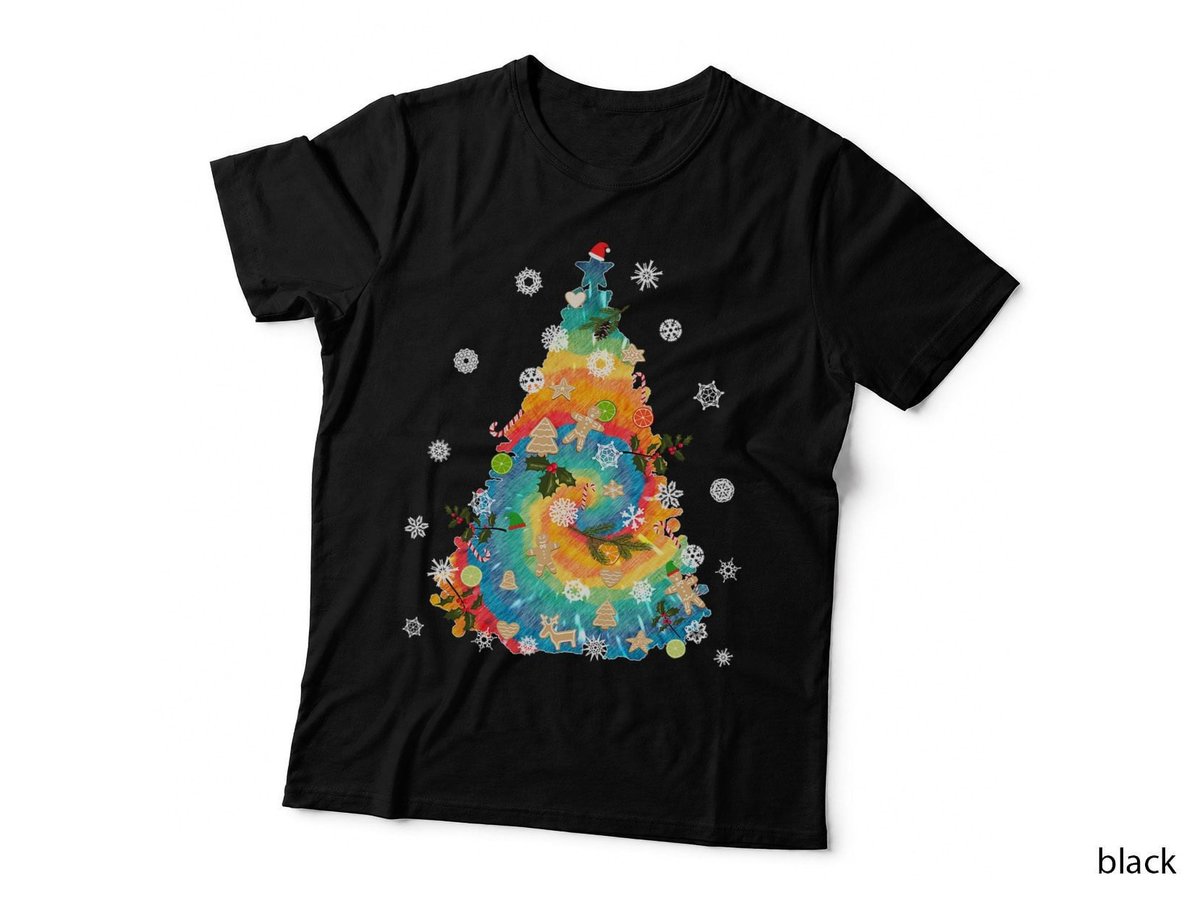 Tie-Dye Christmas 60s Vintage Retro Rainbow Christmas Tree T-Shirt