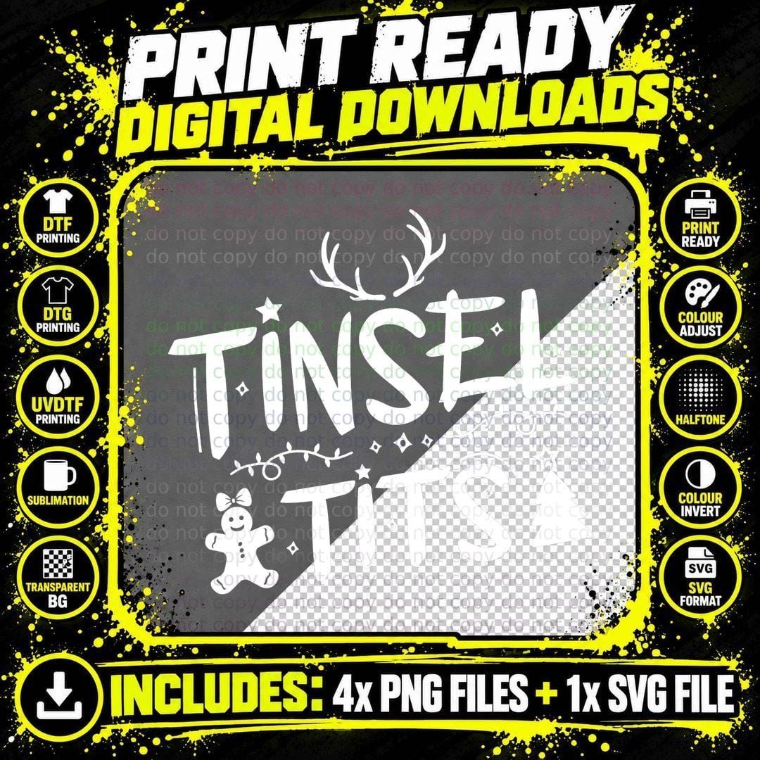 Tinsel Tits Jingle Balls Funny Matching Couple Christmas Png SVG Digital Bundle