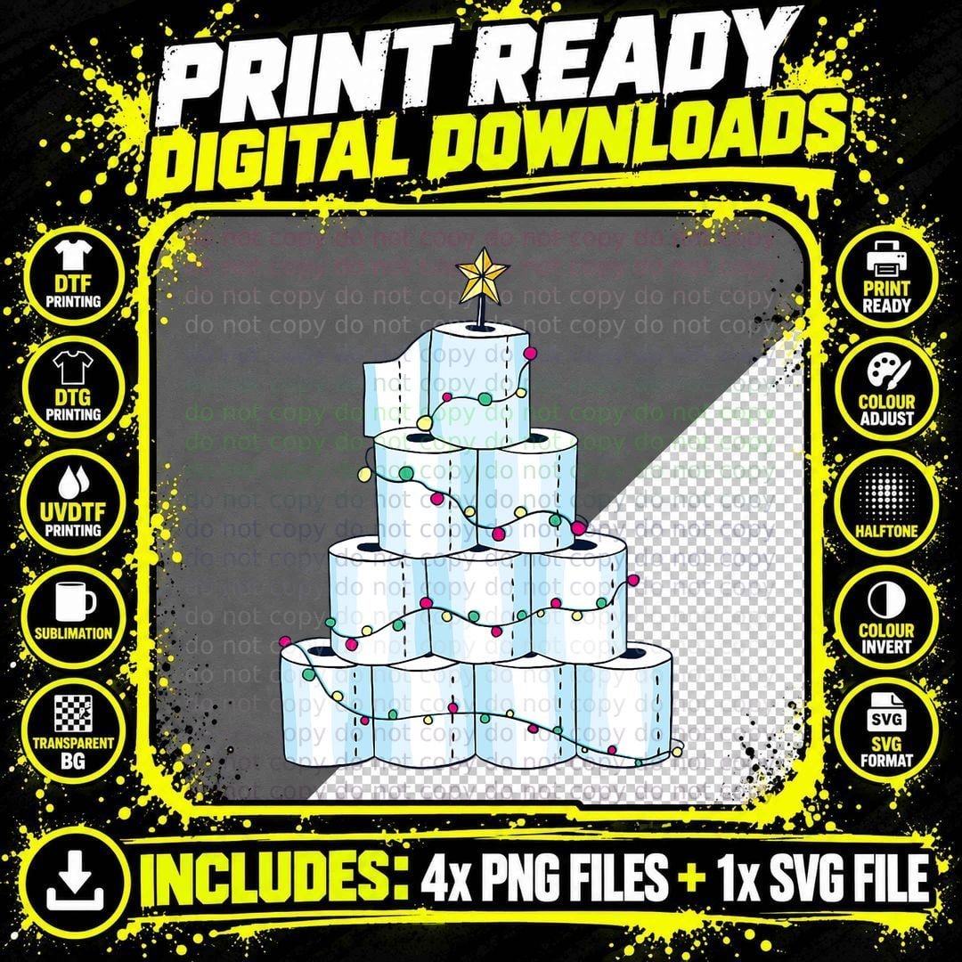 Toiletpaper Christmas Tree T-Shirt Png SVG Digital Bundle