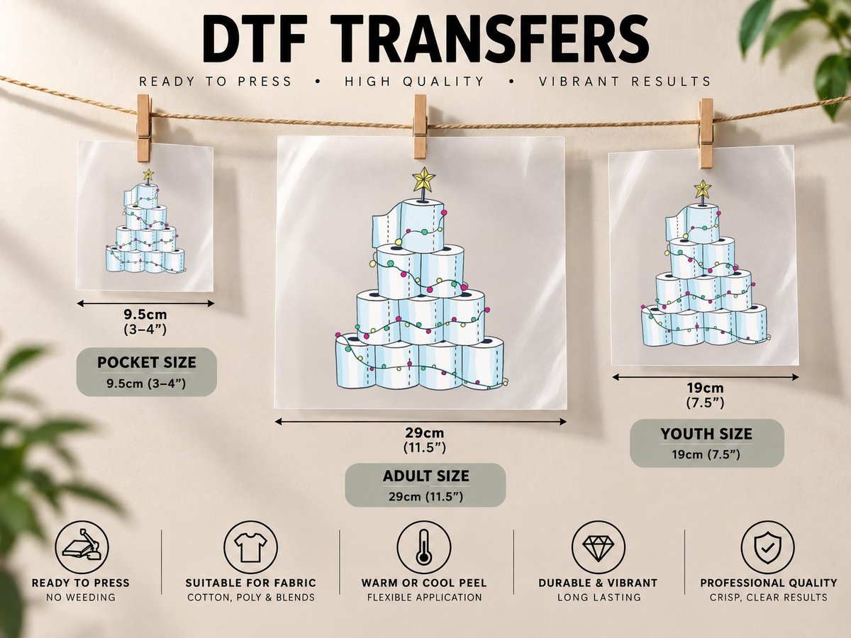 Toiletpaper Christmas Tree DTF Transfer Iron On