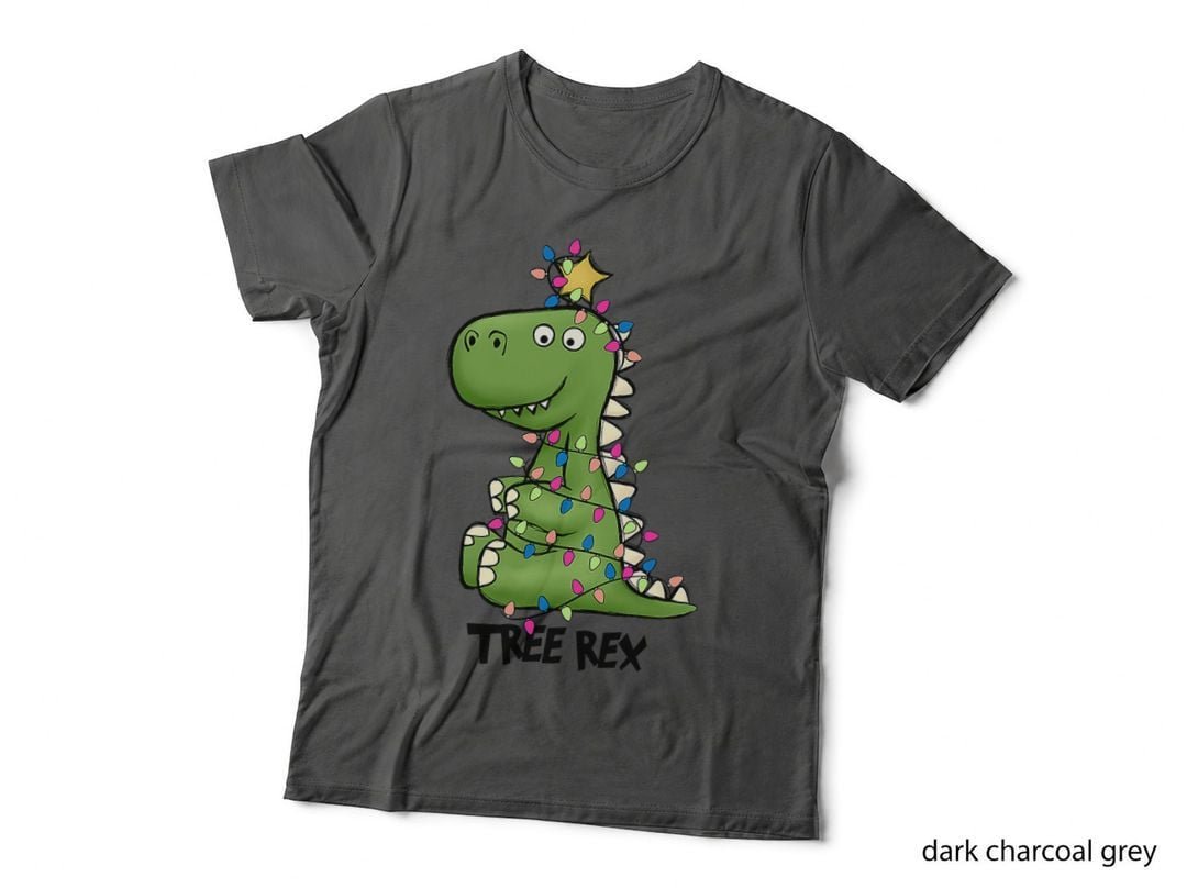 Tree Rex Dinosaur Christmas Costume Xmas Tree Light Boys T-Shirt