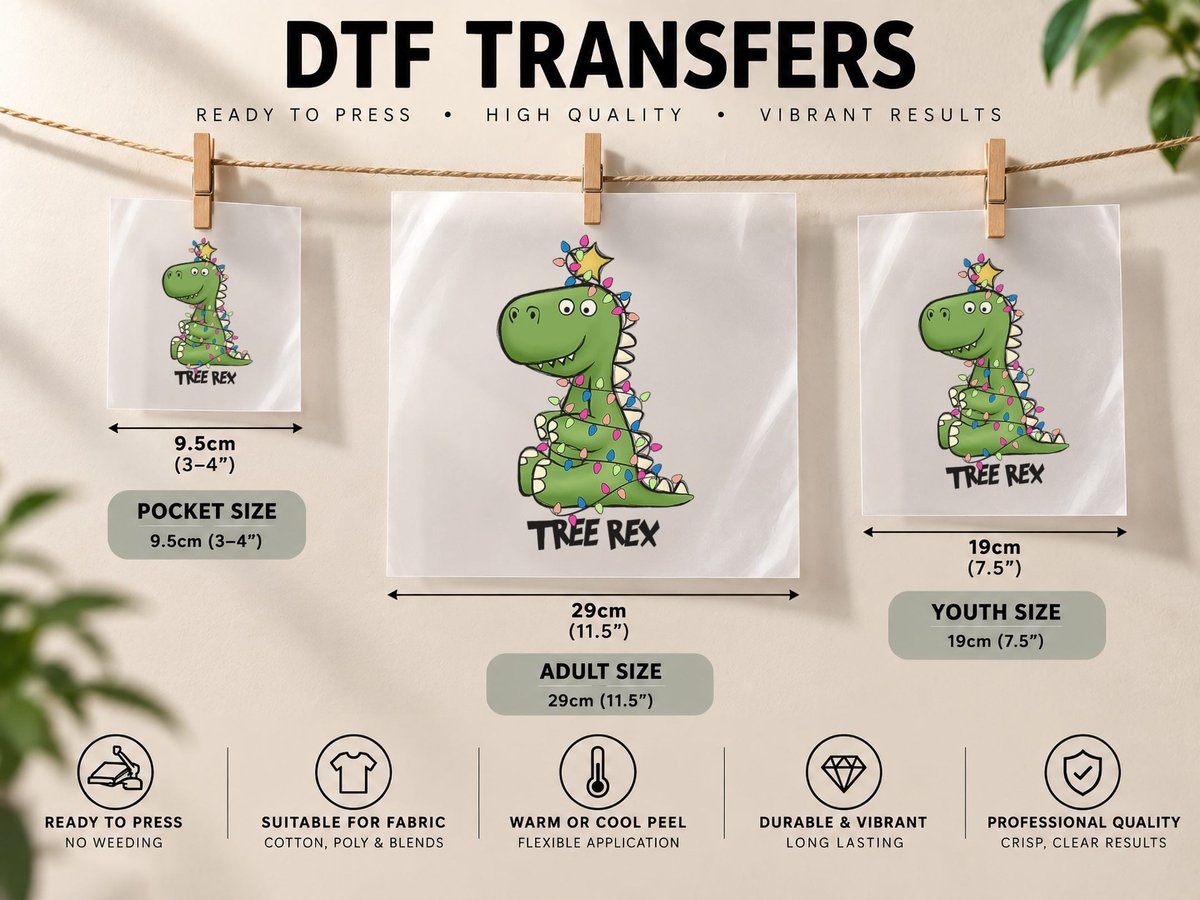 Tree Rex Dinosaur Christmas Costume Xmas Tree Light Boys DTF Transfer Iron On