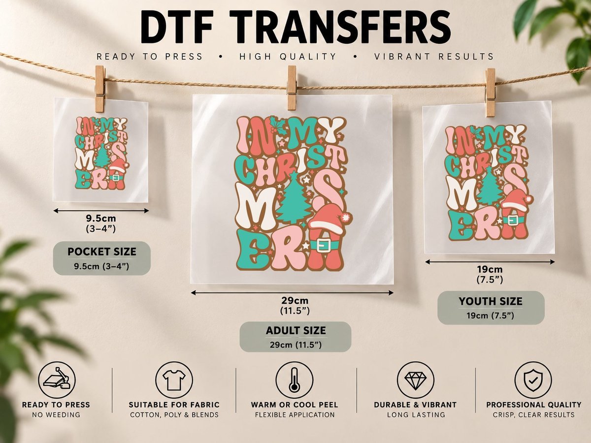 Trendy Groovy Retro Vintage in My Christmas Era DTF Transfer Iron On