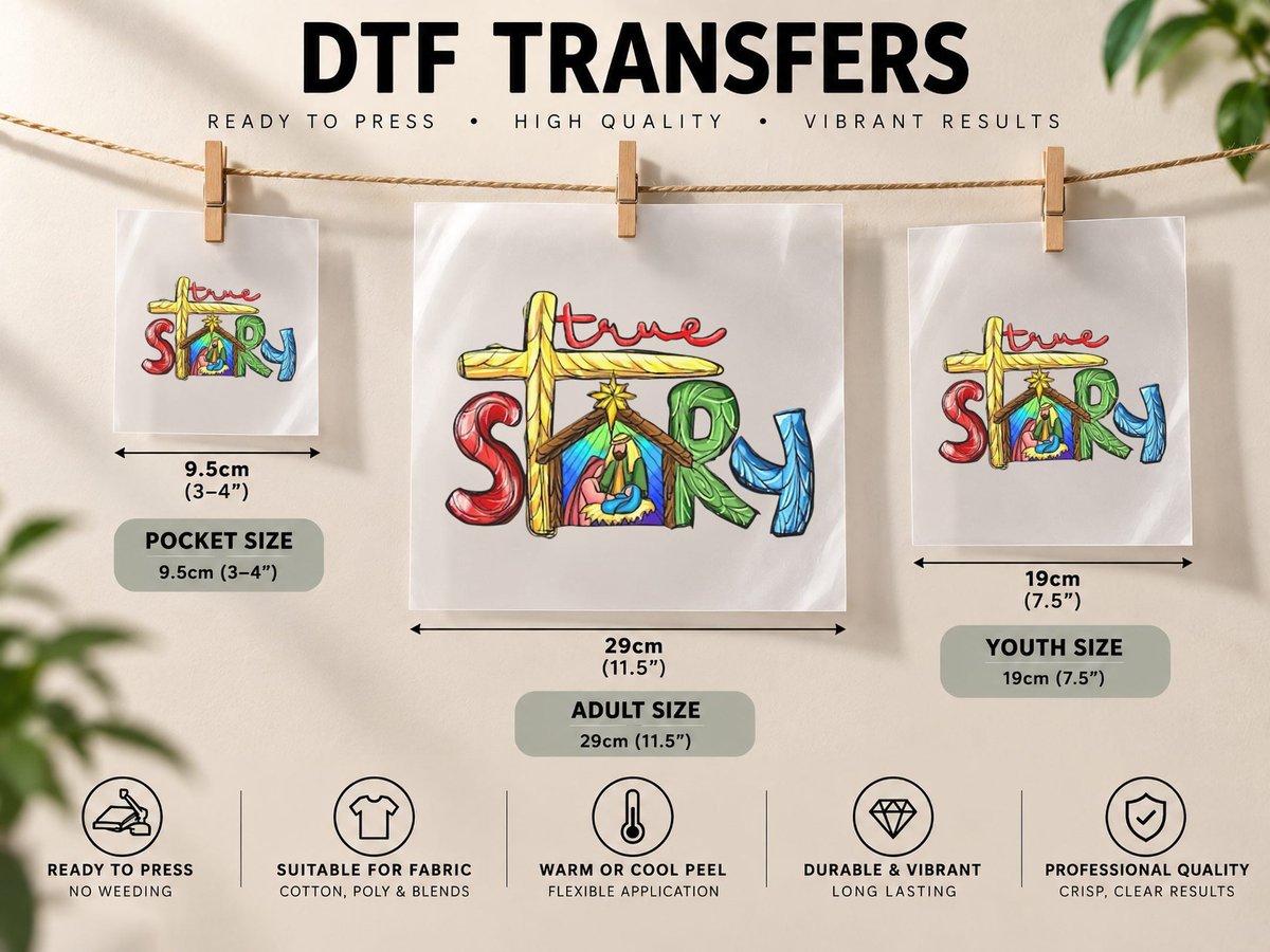 True Story Christmas Nativity Jesus Christian Christmas DTF Transfer Iron On