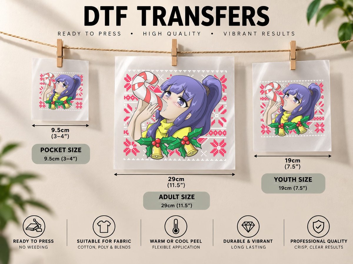 Ugly Christmas Otaku Ahegao Ecchi Etchi Lewd Hentai Kawaii DTF Transfer Iron On