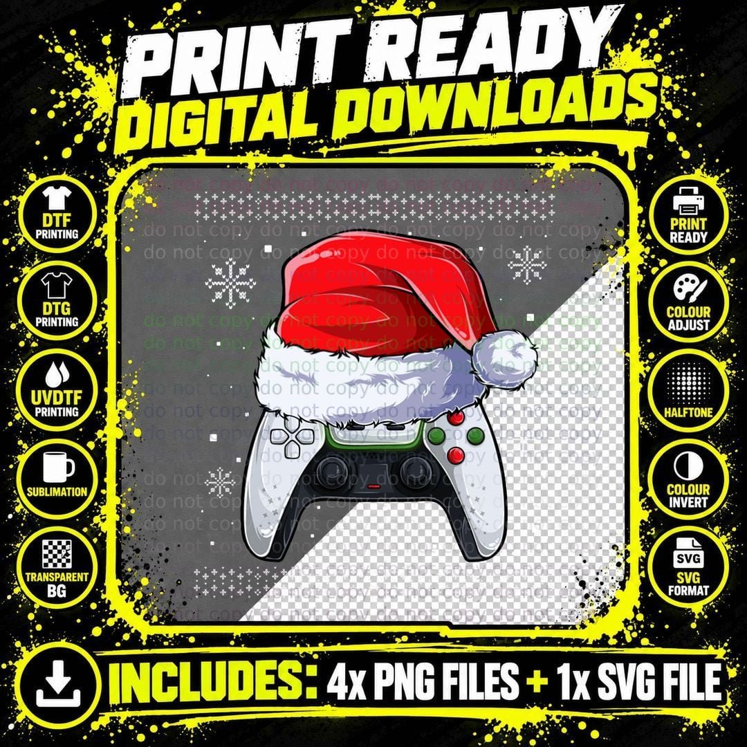 Ugly Sweater Gamer Christmas Apparel Png SVG Digital Bundle