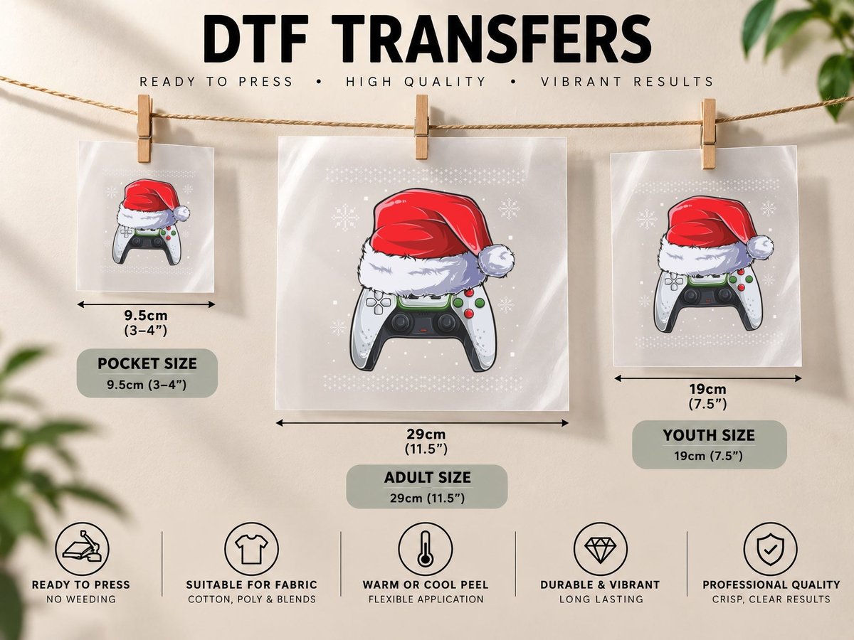 Ugly Gamer Christmas, Video Game Boys Kids DTF Transfer Iron On