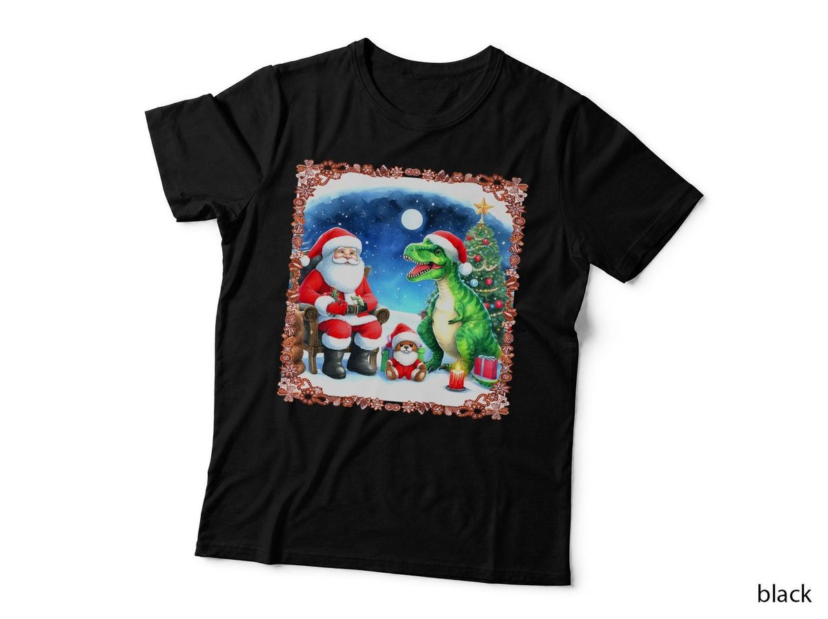 Vintage Christmas Tyrannosaurus Rex Santa Ugly Christmas T-Shirt