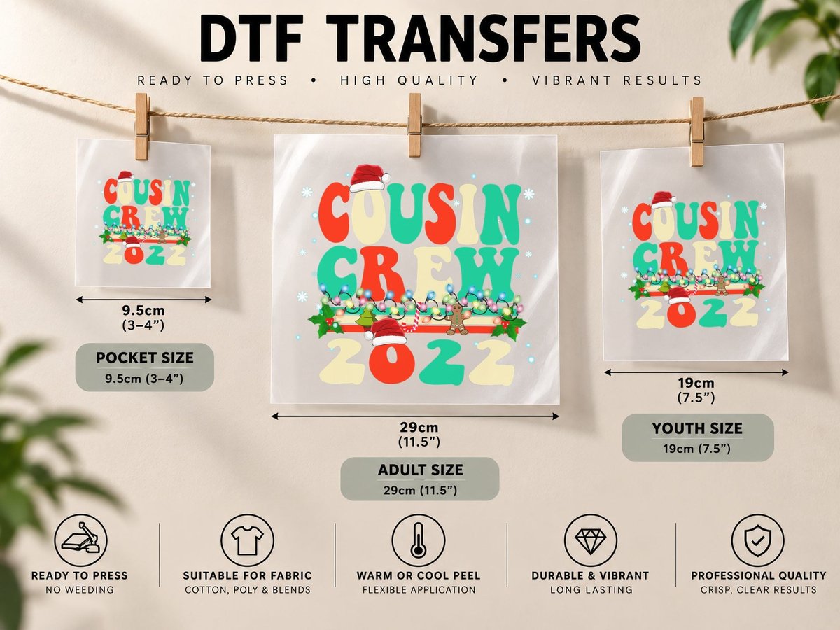 Vintage Color Classic Christmas Design - Cousin Crew DTF Transfer Iron On