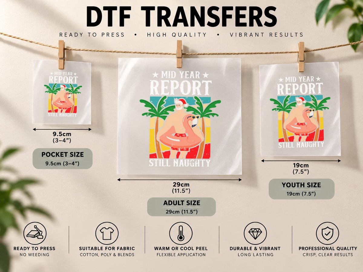Vintage Santa Christmas in July Xmas Christmas in Summer DTF Transfer Iron On