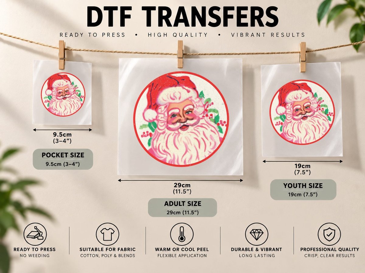 Vintage Santa Claus Christmas DTF Transfer Iron On