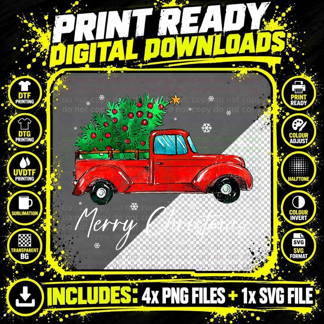 Vintage Wagon Christmas - Tree on Car Xmas Vacation 1 Png SVG Digital Bundle